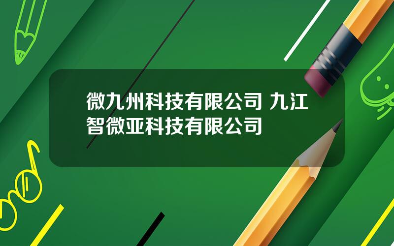 微九州科技有限公司 九江智微亚科技有限公司
